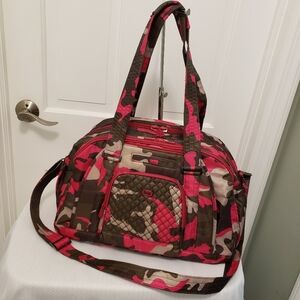Lug Propeller Large Pink & Gray Camouflage Print Travel Gym Bag